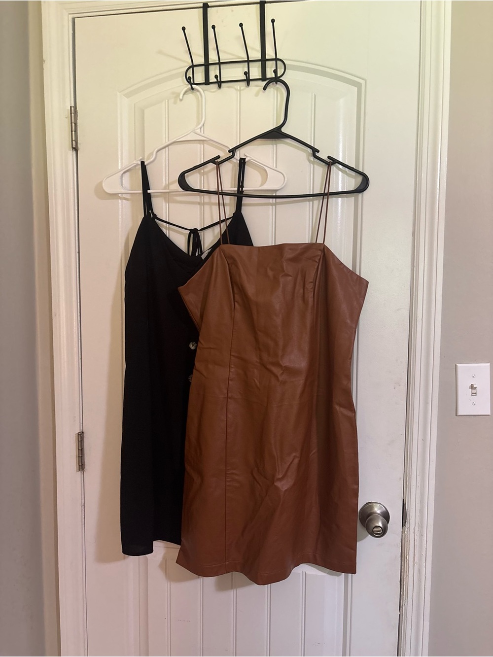 wild fable Faux Leather Mini Dress in Brown